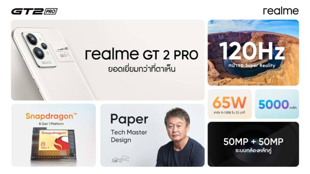 เปิดตัว realme GT 2 Pro สมาร์ทโฟนแฟล็กชิปพรีเมียม เขย่าวงการด้วยนวัตกรรม ที่ราคา 24,990 บาท