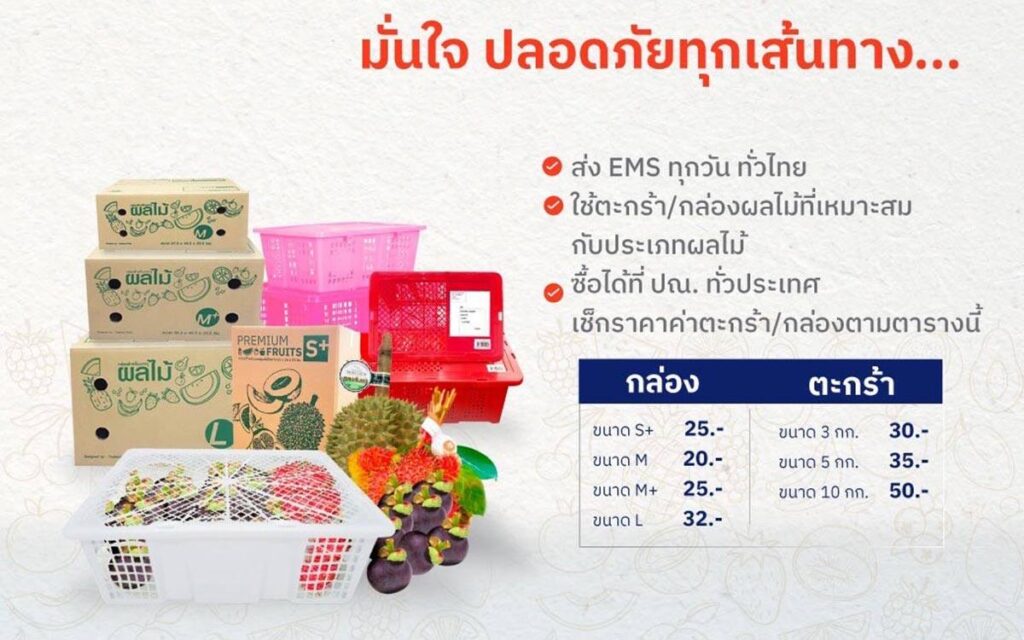 ไปรษณีย์ไทย เปิดตัวกล่องส่งทุเรียนไซส์เอสพลัส ถนอมความสดใหม่จากสวนถึงปลายทาง