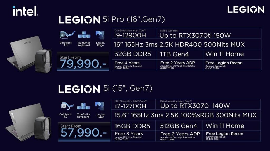 Lenovo เปิดตัว Legion 5i Pro และ Lenovo Legion 5i เจนใหม่ เจาะกลุ่มลูกค้าที่ทำงานและเล่นเกมในเครื่องเดียว