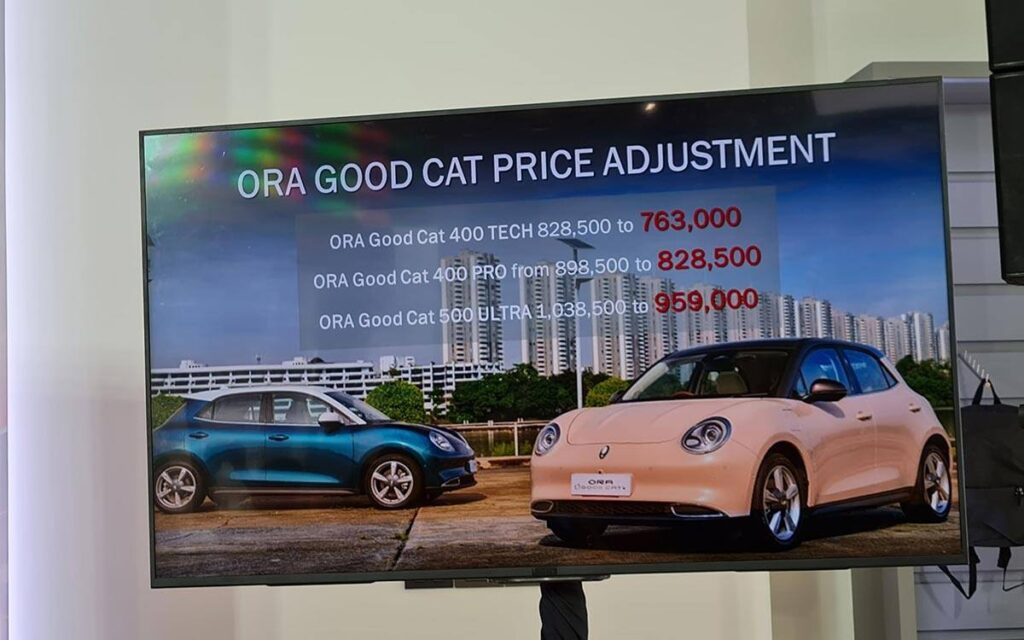 GWM ประกาศปรับราคา ORA Good Cat ทุกรุ่นอีกระลอก รุ่น 500 ULTRA เหลือ 959,000 บาท