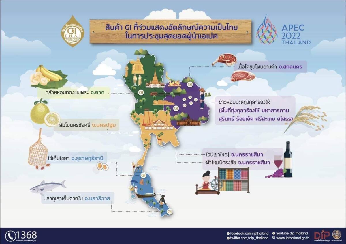 กรมทรัพย์สินทางปัญญา เผยโฉม 8 สินค้า GI ในเวทีเอเปค 2022