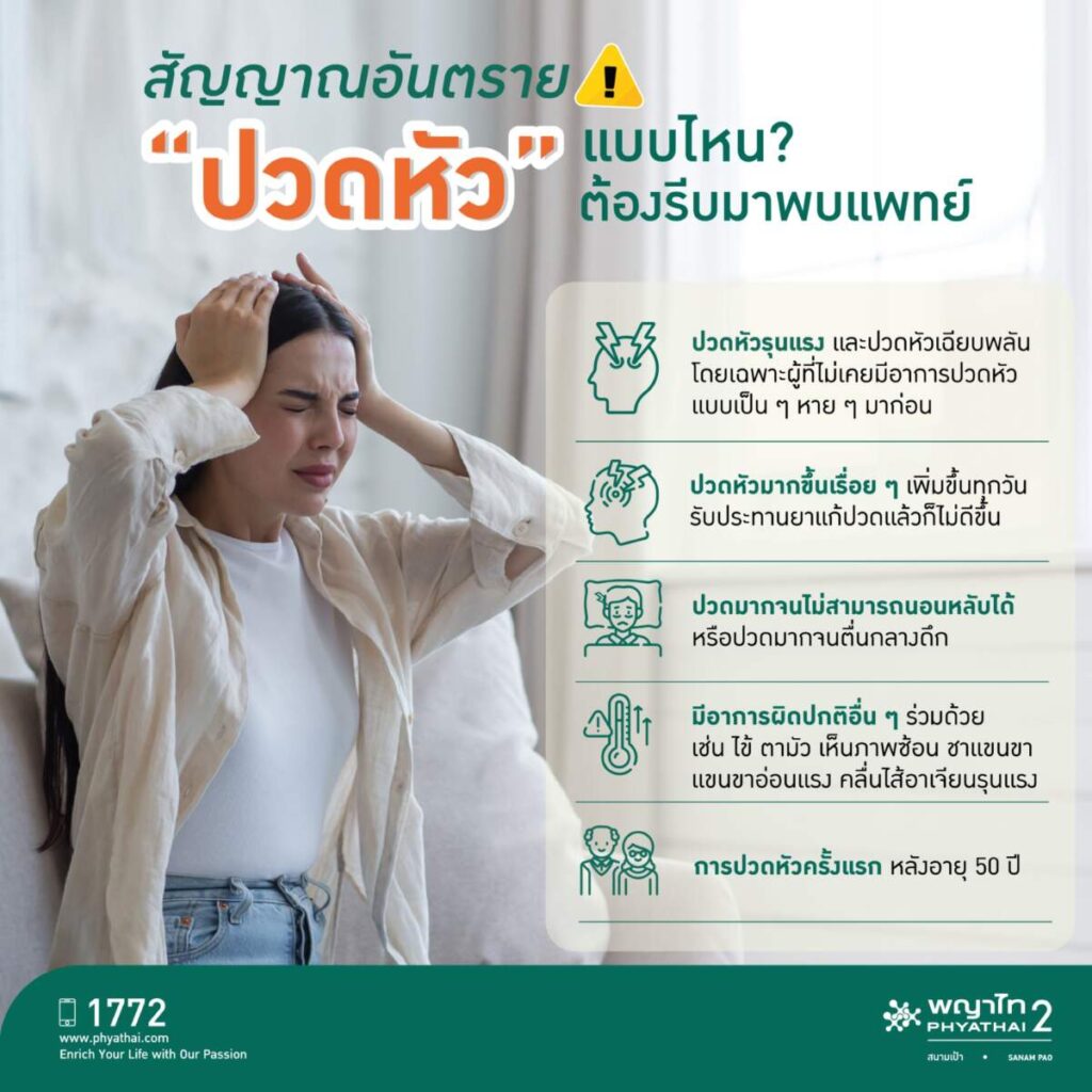 โรงพยาบาล พญาไท 2 ชวนระวัง ! อาการ “ปวดหัวไม่รู้เป็นอะไร” จนกลายเป็นเรื่องใหญ่