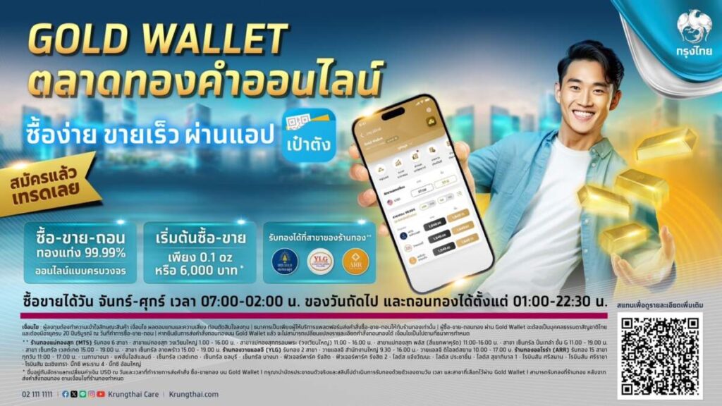 กรุงไทย ชู Gold Wallet แพลตฟอร์มเทรดทองออนไลน์แบบ Real Time ผ่านแอปฯ เป๋าตัง