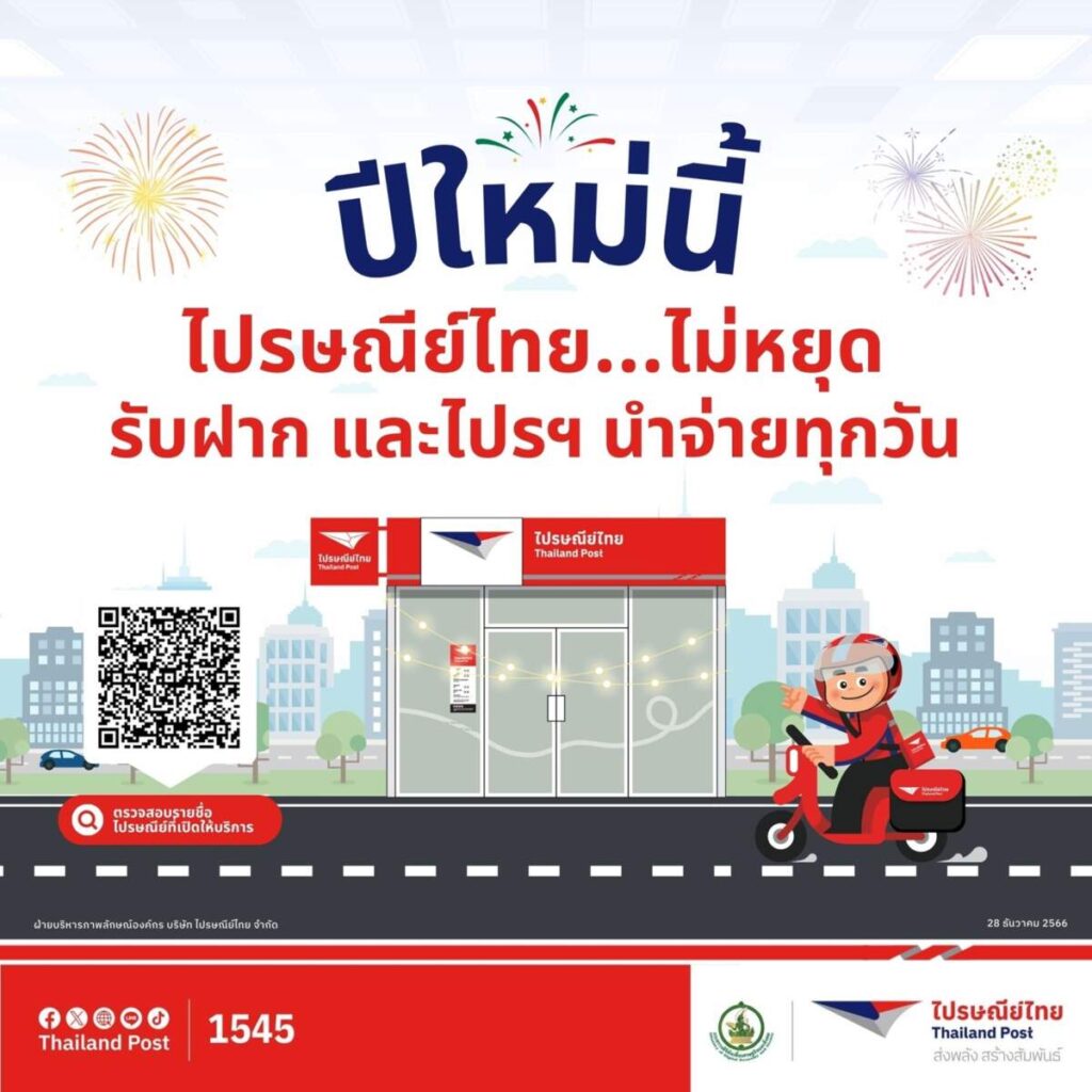 ไปรษณีย์ไทย พร้อมเปิดให้บริการรับ-ส่งความสุขให้คนไทยทุกวัน พร้อมมอบของขวัญชิ้นพิเศษให้กับผู้ใช้บริการทั่วประเทศ