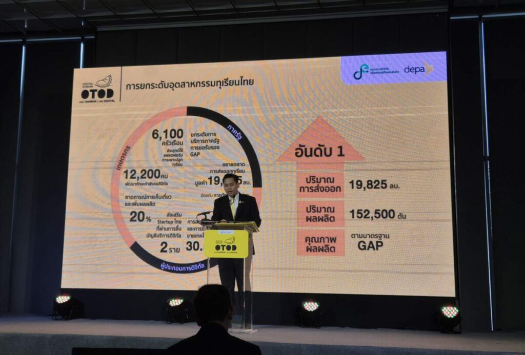 ดีป้า เปิดโครงการ OTOD ทุเรียนดิจิทัล เร่งยกระดับมาตรฐานทุเรียนไทยด้วยดิจิทัล